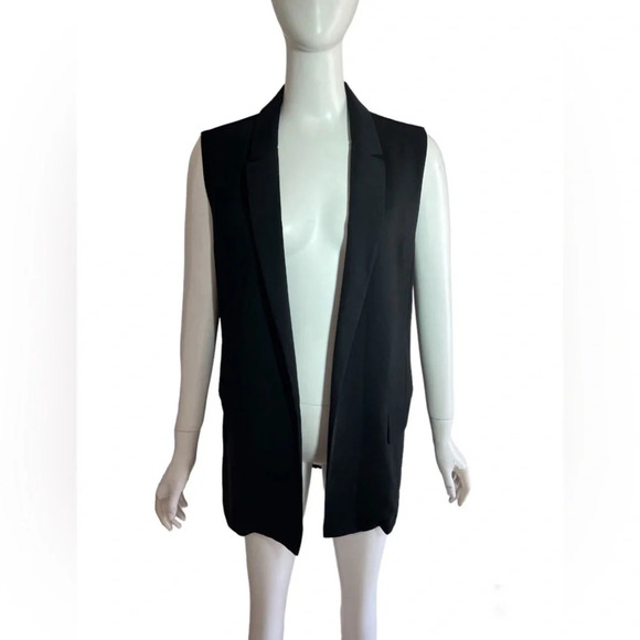ASTR The Lavel Black Size Small Open Front Chiffon Back Sleeveless Vest Duster - Picture 1 of 7